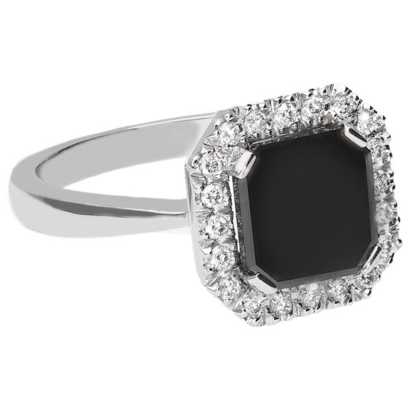1893 anillo con brillante negro y diamantes en oro blanco 2