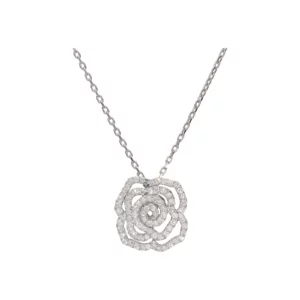 an3496 colgante forma de rosa con cadena en oro blanco y diamantes 1