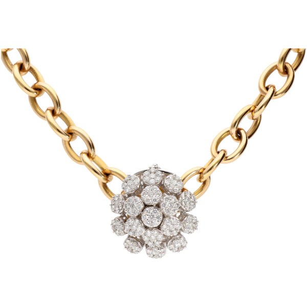gck1168 collar oro rosa y colgante de oro blanco con rosetas de diamantes 1