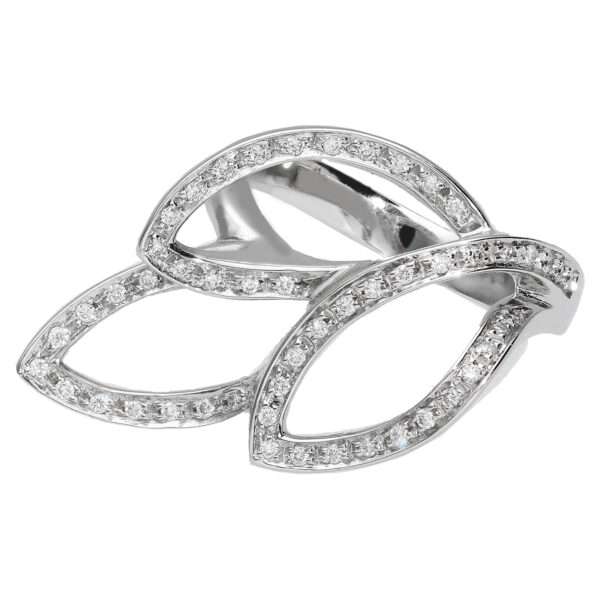 monar anillo hojas en oro blanco de 18 quilates y diamantes 1