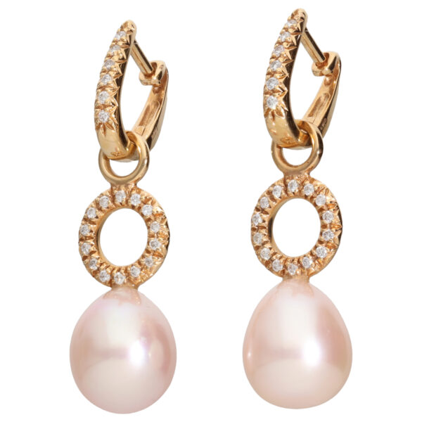 rxxx pendientes largos con perla oro rosa y diamantes 2